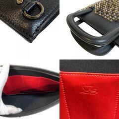 クリスチャンルブタン Christian Louboutin ハンドバッグ クラッチ セカンドバッグ スパイクスタッズ ブラックの画像