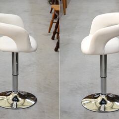 ≪zyt2575ジ限≫ 昇降チェア ダイニングバーチェア 白 ※高さ低めです　　　回転チェア/バースツール/ホワイト/おしゃれ/シンプル/中古家具/宮城県仙台市 071113-07の画像