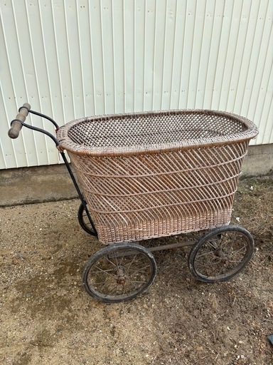 乳母車　ベビーカー　手押し車　藤製　昭和レトロ　アンティーク