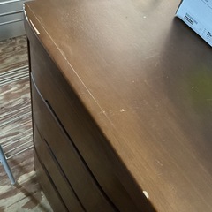 木製チェスト🍀整理タンス4段衣類収納シンプル和風インテリア家具幅118.6cm奥行き45.1cm高さ87.1cm傷•剥がれあり💦茶色ブラウンの画像