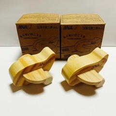 ANA 木製 飛行機 2個セットの画像