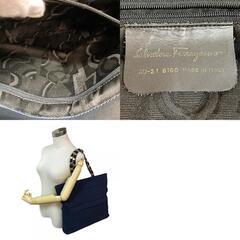 サルヴァトーレフェラガモ Salvatore Ferragamo トートバッグ ヴァラリボン チェーン ネイビーの画像