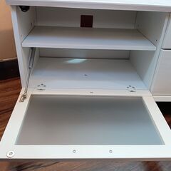 テレビボード　白　ホワイト　木目調　収納　キャスター付き　テレビ台　サイズ（約）幅100×奥35×高44　　■近隣配送無料 買取GO‼　栄和店の画像