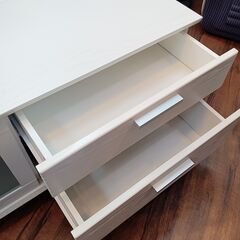 テレビボード　白　ホワイト　木目調　収納　キャスター付き　テレビ台　サイズ（約）幅100×奥35×高44　　■近隣配送無料 買取GO‼　栄和店の画像