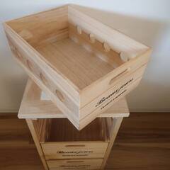 桐製キッチンストッカー 3段 タイルトップ（ 幅30cm）の画像