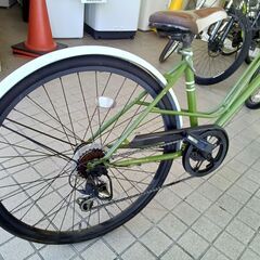 リユースのサカイ栃木店★ジモティ割あり★  ギア付き自転車 26インチ グリーン クリーニング済み TC11629の画像
