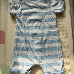 ベビー服 半袖ロンパース 60〜70 水色ボーダーの画像