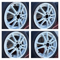 5次元 INPERIO アルミホイール 14 5j +43 ホワイト 系 4穴 100 ダンロップタイヤ付 の画像