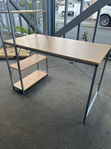 ラック付きデスク ナチュラルウッド PCデスク テーブル 机