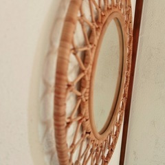 壁掛け　ミラー　鏡　ラタン　籐の画像