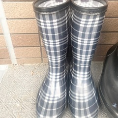作業用長靴　レインブーツ　黒26 白24.5 チェックS 雨靴の画像