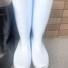 作業用長靴　レインブーツ　黒26 白24.5 チェックS 雨靴の画像
