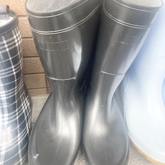 作業用長靴　レインブーツ　黒26 白24.5 チェックS 雨靴の画像