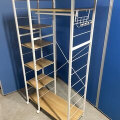 【美品】棚付きファンシーラック 白×ウッド キャスター付き お洒落 早い者勝ち 引取歓迎 配送OKの画像