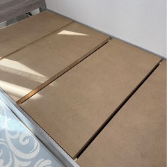 収納付きシングルベッドフレーム　シングルマットレスセット　グレージュ　の画像