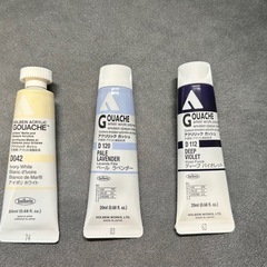 【三軒茶屋で引き渡し】GOUACHE アクリル絵の具 3本セット（お皿付き）の画像