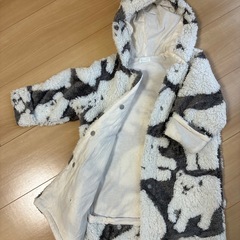 コンビミニ もこもこ上着 50〜80cm グレー しろくま柄の画像