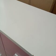 リユースのサカイ栃木店★ジモティ割あり★ ㈱ベルーナ チェスト ピンク×ホワイト W90×D36.5×H60 クリーニング済み TC11631の画像