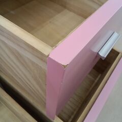 リユースのサカイ栃木店★ジモティ割あり★ ㈱ベルーナ チェスト ピンク×ホワイト W90×D36.5×H60 クリーニング済み TC11631の画像