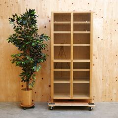 ≪zyt2576ジ≫ 良品計画 ガラスキャビネット/食器棚 幅80cm 高さ175cm 本棚/書庫/カップボード/シンプル/ナチュラル/無印良品/中古家具/宮城県仙台市 071101-07の画像