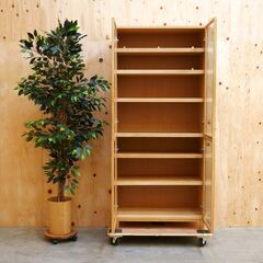 ≪zyt2576ジ≫ 良品計画 ガラスキャビネット/食器棚 幅80cm 高さ175cm 本棚/書庫/カップボード/シンプル/ナチュラル/無印良品/中古家具/宮城県仙台市 071101-07の画像