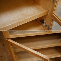 ≪zyt2576ジ≫ 良品計画 ガラスキャビネット/食器棚 幅80cm 高さ175cm 本棚/書庫/カップボード/シンプル/ナチュラル/無印良品/中古家具/宮城県仙台市 071101-07の画像