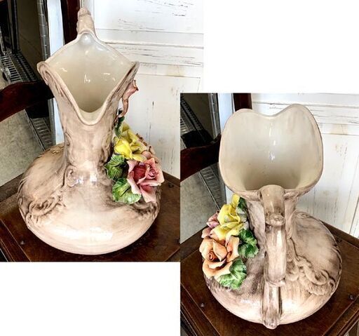 イタリア製 花瓶 ピッチャー型 高さ34cm カポディモンテスタイル 陶花 バラ 花器 フラワーベース 陶磁器 イタリア製 花瓶 ピッチャー型 高さ34cm カポディモンテスタイル 陶花 バラ 花器 フラワーベース 陶磁器 置物 札幌市 中央区 南12条