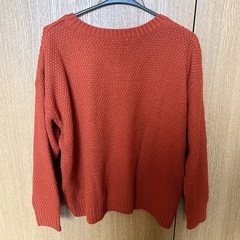 【レディース】 GU Vネック　ニット　セーター　オレンジ　Mの画像