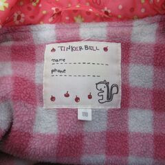 TINKERBELL・ティンカーベル 中綿ジャケット 温かな裏フリース 花柄 ワッペン ピンク 110サイズ の画像