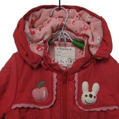TINKERBELL・ティンカーベル 中綿ジャケット フード  温かな裏フリース 赤 100サイズの画像