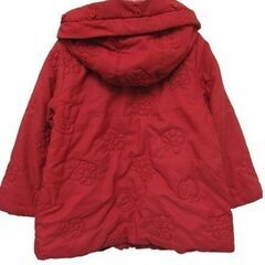 TINKERBELL・ティンカーベル 中綿ジャケット フード  温かな裏フリース 赤 100サイズの画像