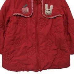 TINKERBELL・ティンカーベル 中綿ジャケット フード  温かな裏フリース 赤 100サイズの画像