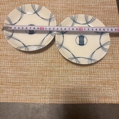 【新品未使用】美濃焼 青い線模様 小皿 2枚セットの画像