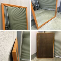 J7P2417 大型 姿見 カガミ ミラー 鏡 壁掛 ウッド 木製 特大 119×180 アンティーク インテリア 家具 ヴィンテージ オレンジ ウォール レトロ 現状の画像