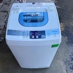 NO B656🌈福岡市内配送設置無料✨🌈日立 HITACHI 全自動洗濯機（5.0kg） 白い約束 ピュアホワイト NW-5MR-Wの画像