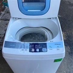 NO B656🌈福岡市内配送設置無料✨🌈日立 HITACHI 全自動洗濯機（5.0kg） 白い約束 ピュアホワイト NW-5MR-Wの画像