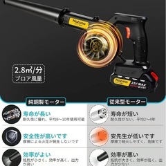 ブロワー ブロアー バッテリー2個 集塵機 送風 送風機 充電式 コードレス 軽量 吹き飛ばし ブラック 洗車 強力の画像