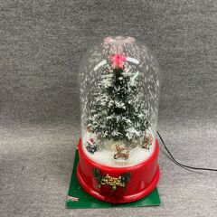 J7P2420 クリスマス ツリー ファイバースノードーム Xmas メリーゴーランド 音楽付 ミュージック 12曲 高さ38cm 置物 飾り 雪 サンタクロース トナカイ プレゼント 保管品 現状の画像