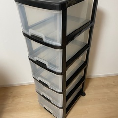 5段収納ボックス　クリアケース　衣類収納　クリアーブラックの画像