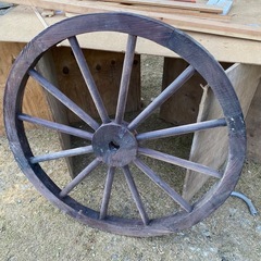 大八車　車輪　古民具　アンティーク　レトロ　ガーデニングの画像
