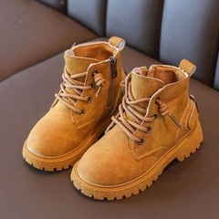 4枚目実物に近い色　 美品　スエードブーツ　22cm  キッズ　スニーカー　キッズブーツ　シューズ　ティンバーランド風　ブリティッシュスタイル  イエロー ブーツ　ブラウンの画像