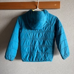 【美品】モンベル Kid's 120 中綿入りフード付きジャケット (ライトブルー)リバーシブルの画像