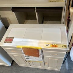 【キッチンカウンター】【天然木タイル付】【キャスター付】クリーニング済み【管理番号1117】野の画像