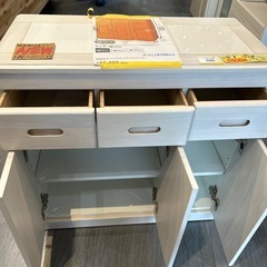 【キッチンカウンター】【天然木タイル付】【キャスター付】クリーニング済み【管理番号1117】野の画像