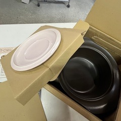 未使用保管品 Hirota ヒロタ サーマテック ケ•セラ 土鍋 ドレープ (ピンク) 2.0L 電子レンジ可！ 内径19cm ④の画像