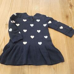 綿100％　ハート柄ペプラムワンピース　babyGap　1.5～2才さんの画像
