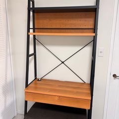 ウォールデスク 机 幅85cm ネイツ スチール脚 引き出し 収納 上棚付き 作業机 PCデスク 棚 ラック シェルフ デスクワーク 在宅勤務 リモートワークの画像