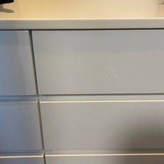 ホワイト チェスト ローチェスト タンス 6段 横119.5cm 収納家具 衣類収納 引き取り限定 白　4000円の画像