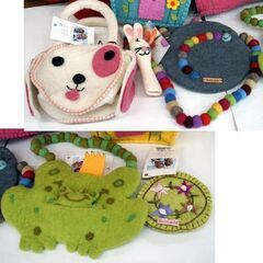 紙タグ付未使用多め 北欧雑貨 エングライ＆シフ フェルトバッグ 他 9点セット ハンドメイド 花 家 生き物 ポシェット ☆ PayPay(ペイペイ)決済可能 ☆ 札幌市 豊平区 平岸 平岸店の画像