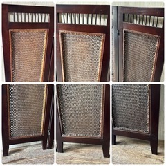 3連スクリーン パーテーション アジアン エスニック 和風 木製 ラタンの画像